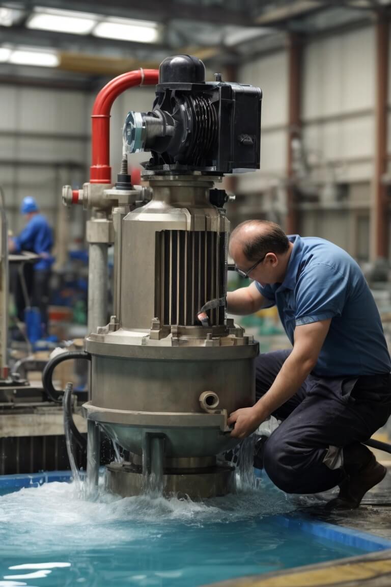 آزمایش و تست پمپ oh2 در استخر کارخانه